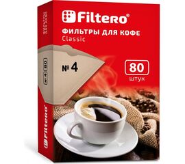  Фильтры для кофе FILTERO №4 бумажные, 80шт, (№4/80) коричневый 