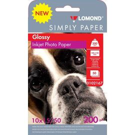  Бумага Lomond Simply 0102167 10x15/200г/м2/50л./белый CIE148 глянцевое для струйной печати 