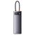  USB HUB разветвитель BASEUS Metal Gleam Series 8 в 1 Type-C (m) - 2xUSB3.0 + Type-C PD + 2xHDMI + RJ45 + SD/TF, серый 