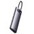  USB HUB разветвитель BASEUS Metal Gleam Series 8 в 1 Type-C (m) - 2xUSB3.0 + Type-C PD + 2xHDMI + RJ45 + SD/TF, серый 