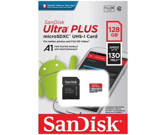  Карта памяти SANDISK MicroSDXC 128GB SDSQQVR-128G-GN6IA UHS-3 