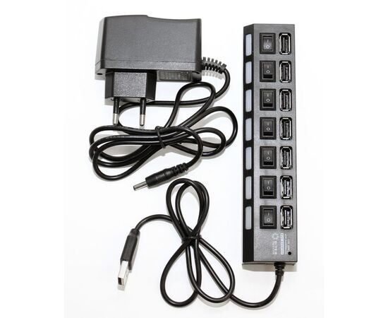  Концентратор 5bites HB27-203PBK 7*USB2.0/БП 5В-2А/1M/Black 