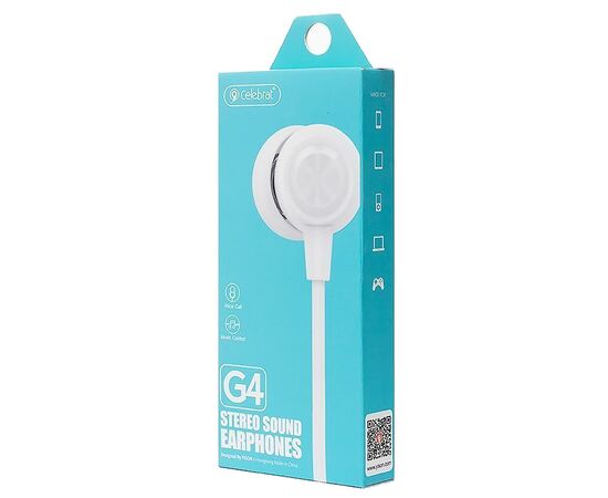  Проводные наушники с микрофоном внутриканальные Celebrat G4, 3.5 Jack (white) 
