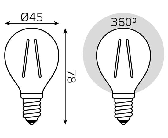  Лампа Gauss Filament (105801211) филам. 11Вт цок. E14 шар 220B 4100K св.свеч.бел.нейт. (упак. 10шт) 