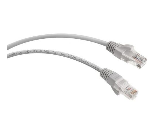  Патч-корд Cabeus (PC-UTP-RJ45-Cat.6a-1.5m-LSZH) U/UTP, категория 6а (10G), 2xRJ45/8p8c, неэкранированный, серый, LSZH, 1.5м 