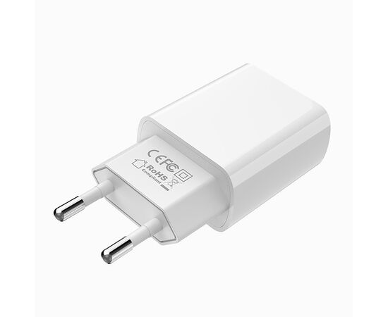  Адаптер Сетевой с кабелем Borofone BA20A Sharp 1USB/5V/2.1A +Type-C (white) 