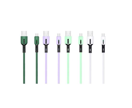  Дата-Кабель USAMS-SJ432 USB - micro USB с индикатором (1 м) силиконовый, ассортимент 