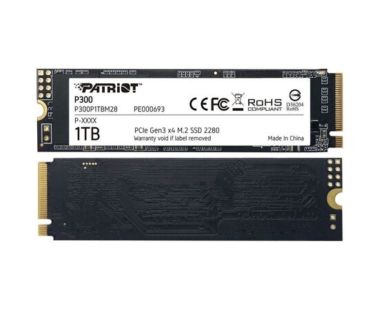  SSD M.2 128Gb PCI-E3.0x4 NVMe Patriot P300 (P300P128GM28) (2280, Silicon Motion SM2263XT, MLC, R/W: up to 1600/600MB/s, 4KB W: up to 150000 IOPS, 40 TBW) 