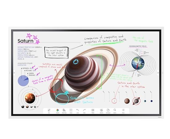  Профессиональная панель Samsung WM65B Flip Chart Pro (LH65WMBWBGCXCI) белый 65" E-LED BLU LED 8ms 16:9 HDMI M/M матовая 350cd 178гр/178гр 3840x2160 