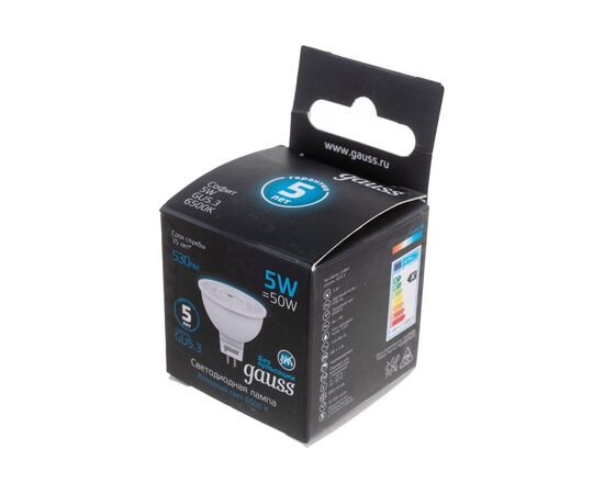  Лампа светодиодная Gauss 101505305 5Вт цок.GU5.3 рефлек. 220B 6500K св.свечения белый холодный уп/10шт 