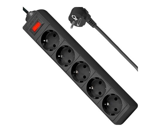  Сетевой фильтр Defender ES, 5 розеток, 1.8 м (black) (103312) 
