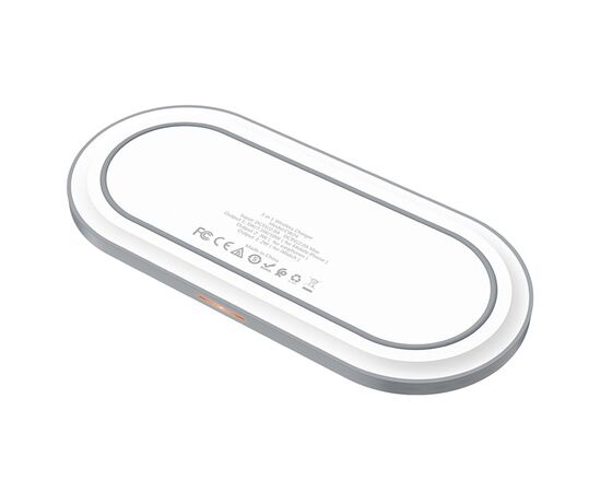  Беспроводное зарядное устройство HOCO CW24 Handsome 3-in-1 для iPhone+Airpods+Apple Watch с Кабелем Type-C, 2.0A, 10W, белый 