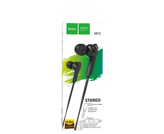 Проводные наушники HOCO M72 Admire, Jack 3.5mm, 1.2 м, черный 