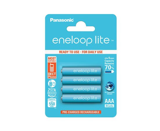  Аккумулятор PANASONIC  R03 eneloop lite BK-4LCCE/4BE (550mAh) (4 бл) (4/80) 