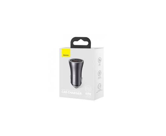  АЗУ Baseus Golden Contactor Max Dual Fast Charger Car Charger U+U 60W Dark Gray 