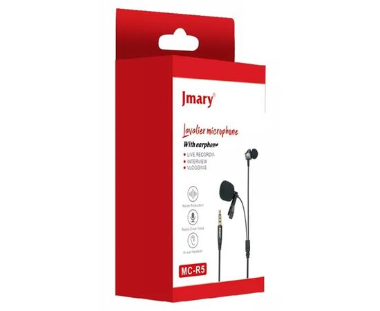  Микрофон JMARY MC-R5, петличный, Jack 3.5mm, 1м, черный 