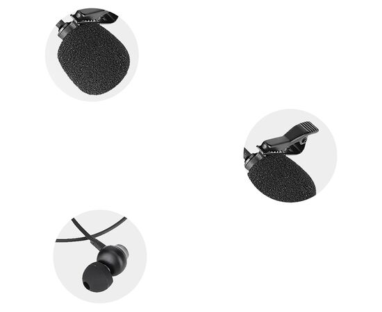  Микрофон JMARY MC-R5, петличный, Jack 3.5mm, 1м, черный 