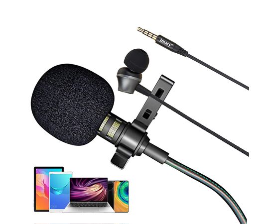  Микрофон JMARY MC-R5, петличный, Jack 3.5mm, 1м, черный 