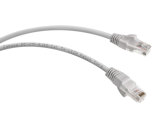  Патч-корд Cabeus (PC-UTP-RJ45-Cat.5e-3m-LSZH) U/UTP, категория 5е, 2xRJ45/8p8c, неэкранированный, серый, LSZH, 3м 