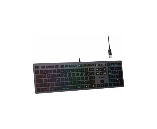  Клавиатура A4Tech Fstyler FX60H серый USB slim LED (FX60H Grey/Neon) 