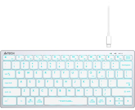  Клавиатура A4Tech Fstyler FX61 белый USB slim LED (FX61 White) 