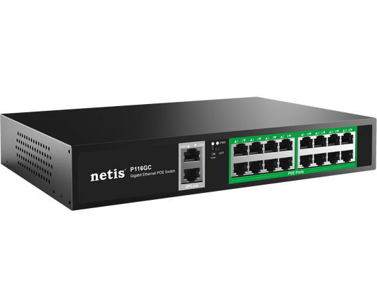  Коммутатор неуправляемый PoE+ Netis P116GC 
