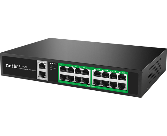  Коммутатор неуправляемый PoE+ Netis P116GC 