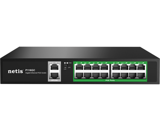  Коммутатор неуправляемый PoE+ Netis P116GC 