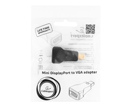  Конвертер Mini DP-1.1a (папа) - D-SUB/VGA (мама), черный, 1920x1200(1080)@60Hz, поддерживает Apple, Oem, Cablexpert A-mDPM-VGAF-01 