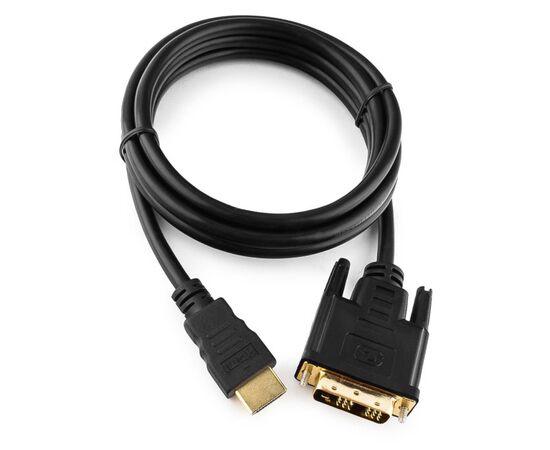  Кабель Gembird HDMI-DVI 1.8м, 19M/19M, single link, черный, позол.разъемы, экран (CC-HDMI-DVI-6) 