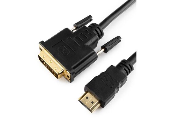  Кабель Gembird HDMI-DVI 1.8м, 19M/19M, single link, черный, позол.разъемы, экран (CC-HDMI-DVI-6) 