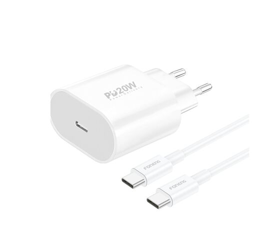  СЗУ Foneng EU39 USB-C, PD20W + кабель Type-C to Type-C (White) 