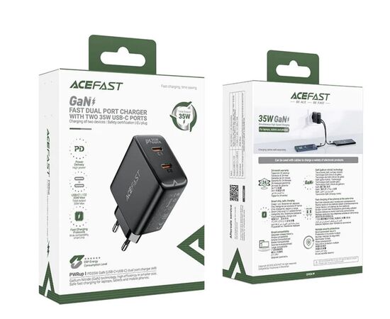  СЗУ ACEFAST A49 PD35W GaN  USB-C+USB-C (черный) 