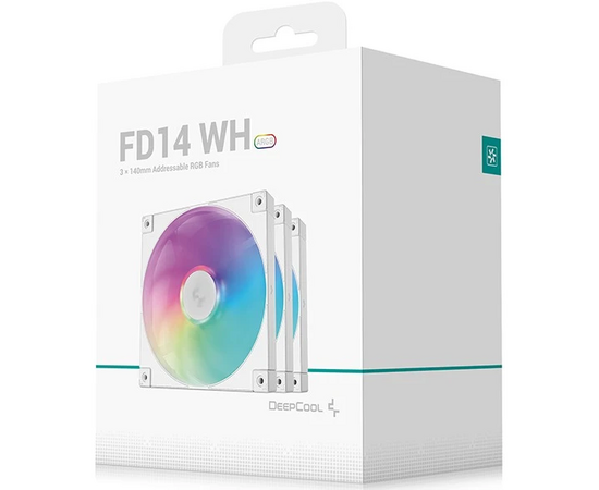  Вентилятор DEEPCOOL FD14 ARGB WH-3 in 1 140x140x25мм (PWM, ARGB, белый, 400-1650об/мин) Color BOX 
