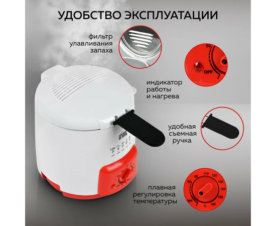  Фритюрница GFGril GFF-09 840Вт белый/красный 