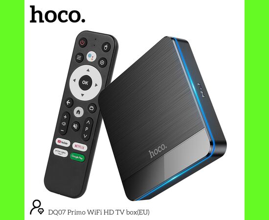  Смарт-ТВ приставка HOCO DQ07 Primo WiFi HD черный Cortex-A55, Android 9 version 4GB+64GB 