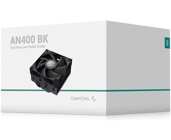  Кулер DEEPCOOL AN400 BK, Black LGA1700/1200/115X/AM5/AM4 низкопрофильный 52,5 mm (TDP 150W, PWM, Fan 120mm, 4 тепл. трубок, Copper Base) 