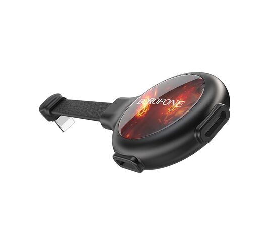  Переходник 8 pin - 2xApple 8 pin(f) Borofone BV10 Discovery, плоский, силикон, цвет: чёрный 