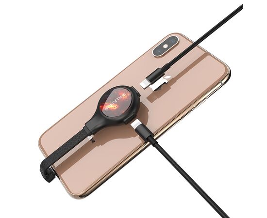  Переходник 8 pin - 2xApple 8 pin(f) Borofone BV10 Discovery, плоский, силикон, цвет: чёрный 