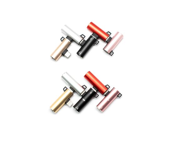  Адаптер Type-C(M) на Jack 3.5мм(F)+Type-C(F) красный, блистер 