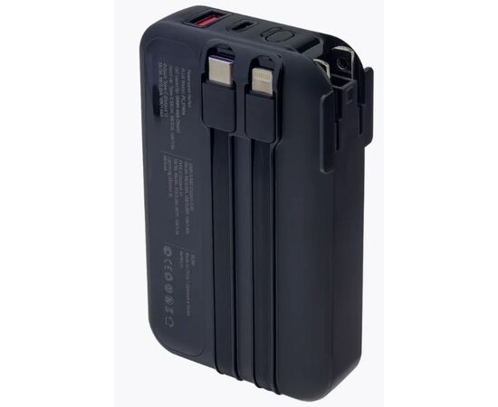  Портативное зарядное устройство Perfeo PLUG 10000 mAh/LED дисплей/Вход 230V/PD+QC 3.0/Выход: 5A, max 22.5W/ цвет - черный 